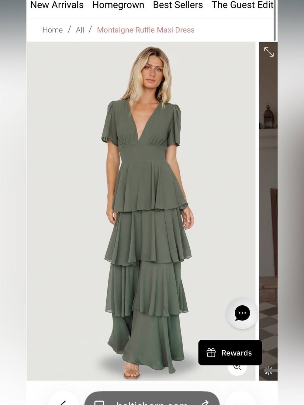 NWT* Montaigne Ruffle Maxi Dress - Sage Green